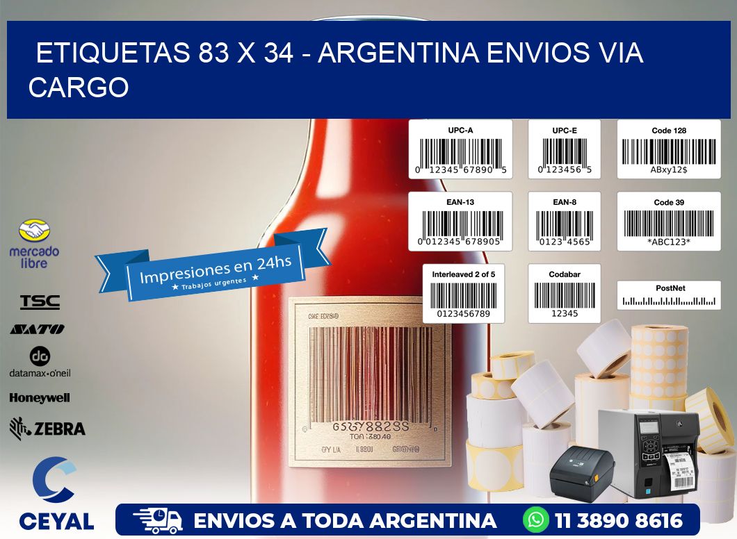 ETIQUETAS 83 x 34 - ARGENTINA ENVIOS VIA CARGO