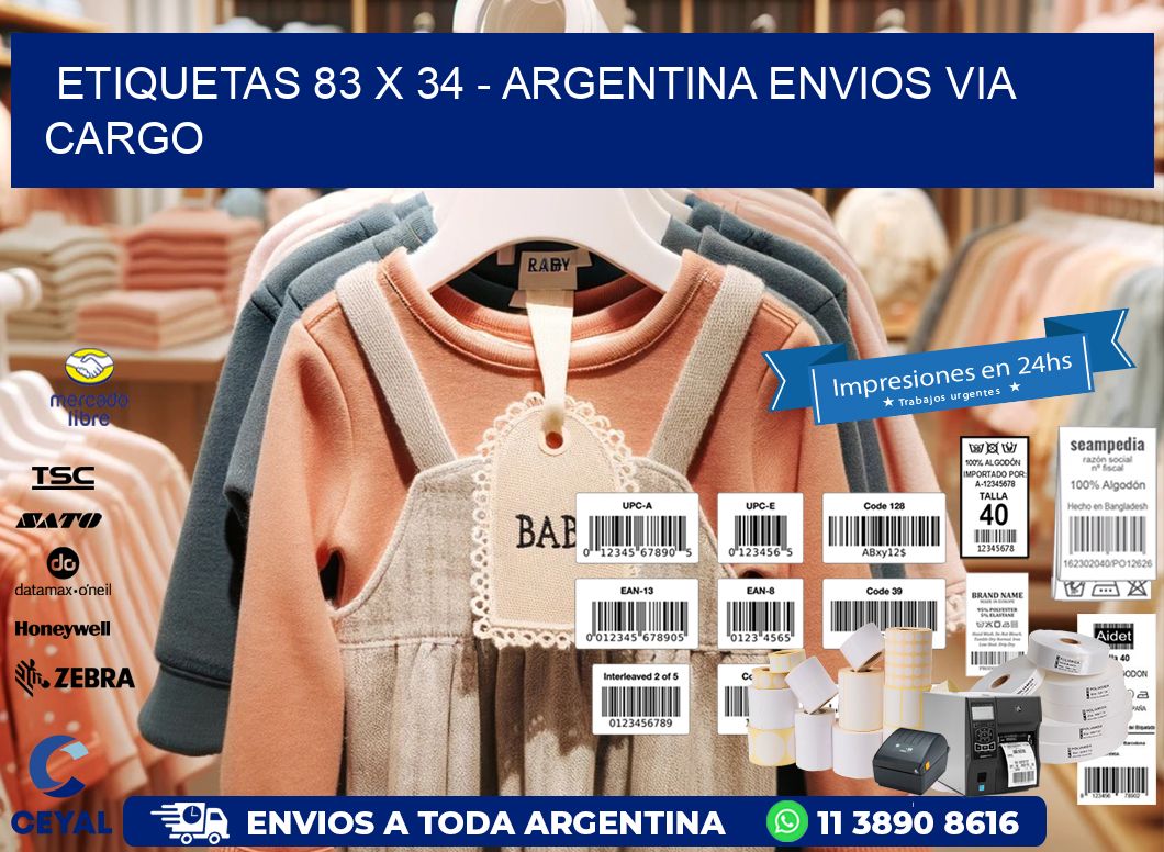 ETIQUETAS 83 x 34 - ARGENTINA ENVIOS VIA CARGO