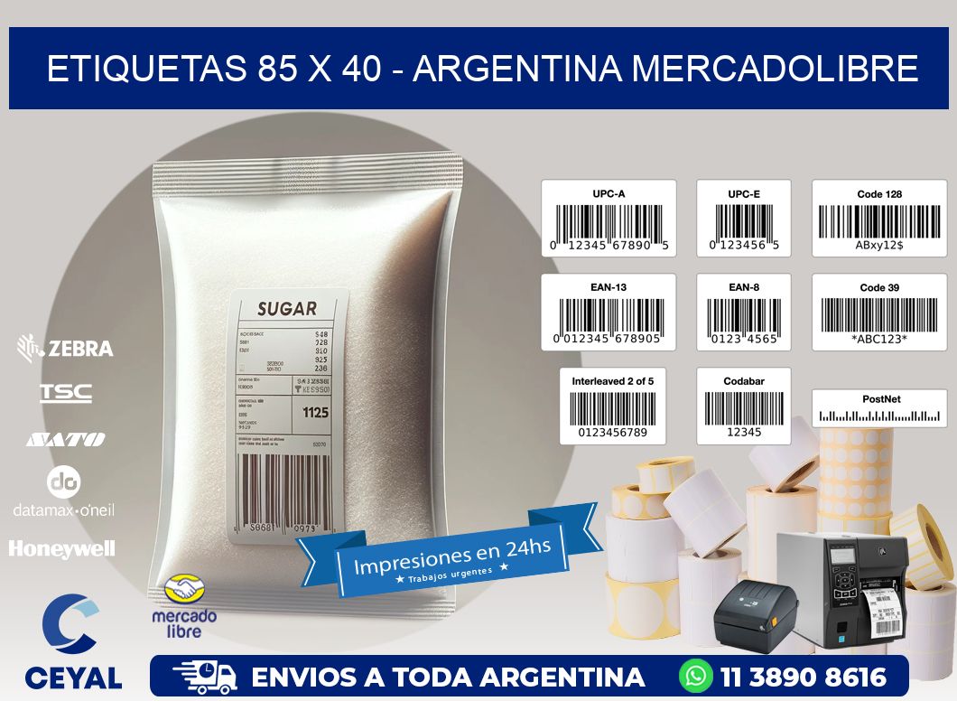 ETIQUETAS 85 x 40 - ARGENTINA MERCADOLIBRE