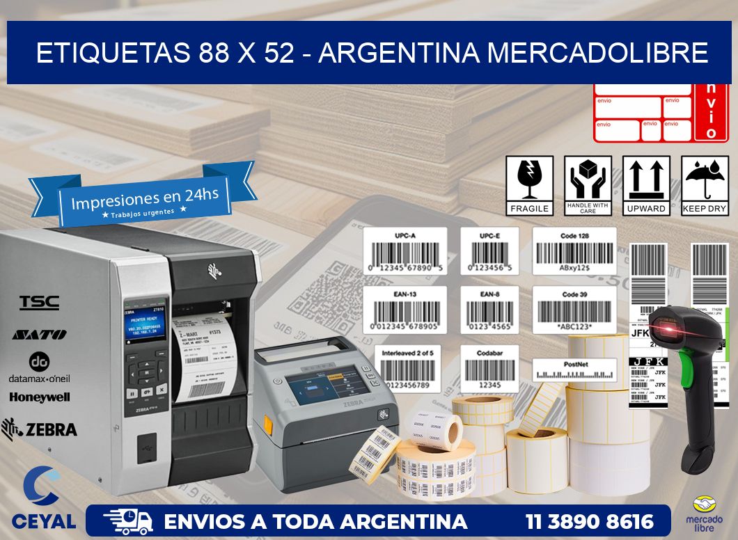 ETIQUETAS 88 x 52 - ARGENTINA MERCADOLIBRE