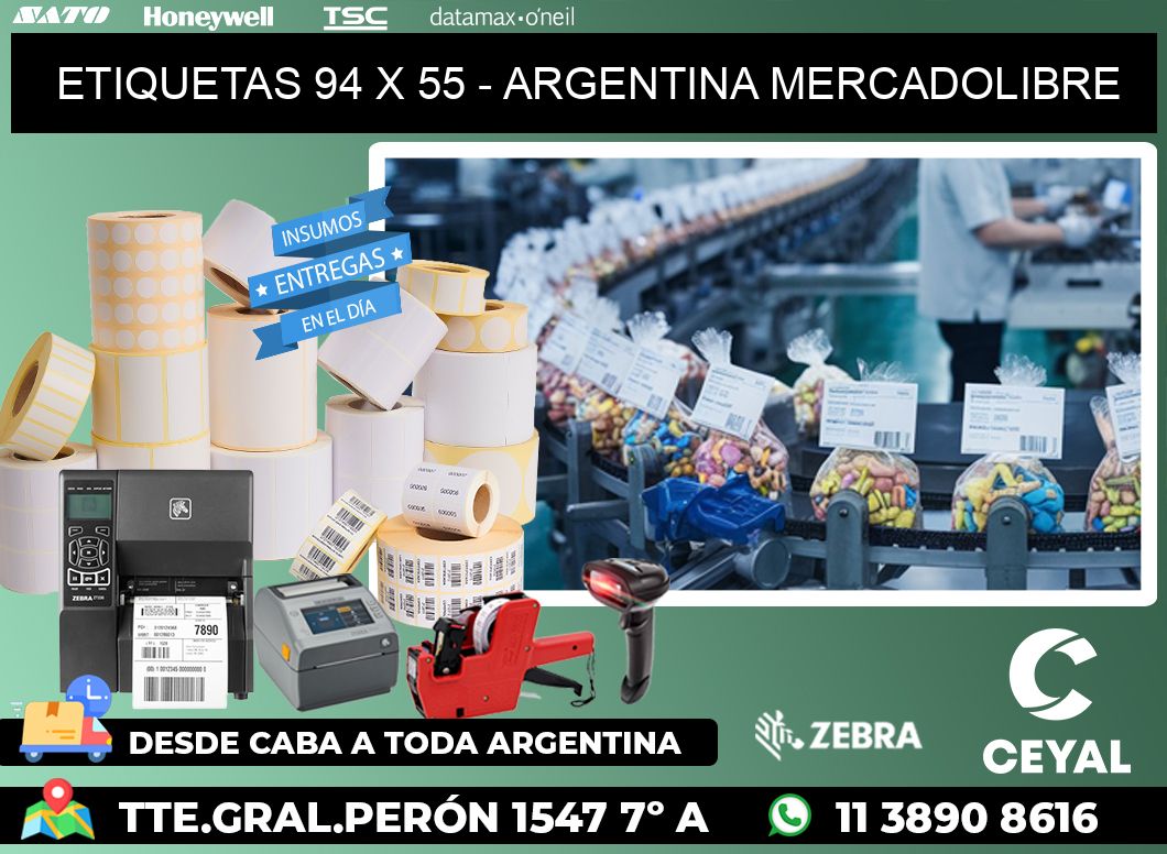 ETIQUETAS 94 x 55 - ARGENTINA MERCADOLIBRE