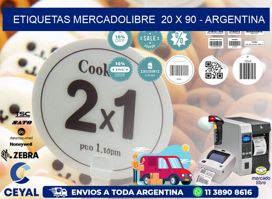 ETIQUETAS MERCADOLIBRE  20 x 90 - ARGENTINA