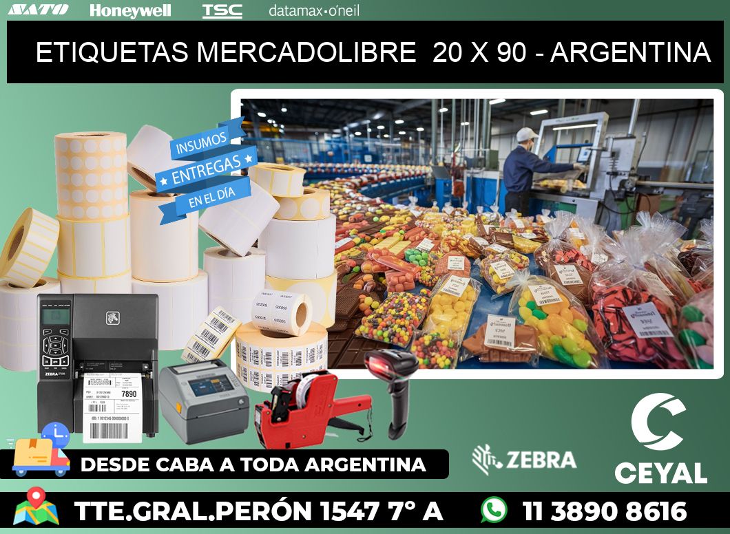 ETIQUETAS MERCADOLIBRE  20 x 90 - ARGENTINA