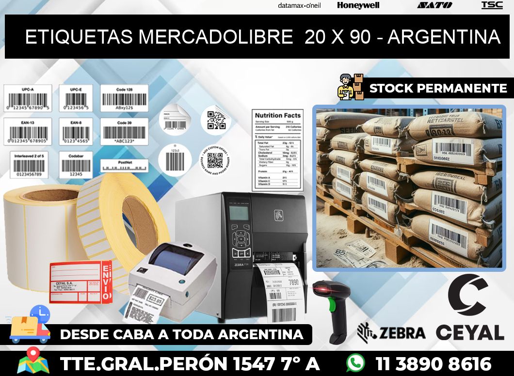 ETIQUETAS MERCADOLIBRE  20 x 90 – ARGENTINA