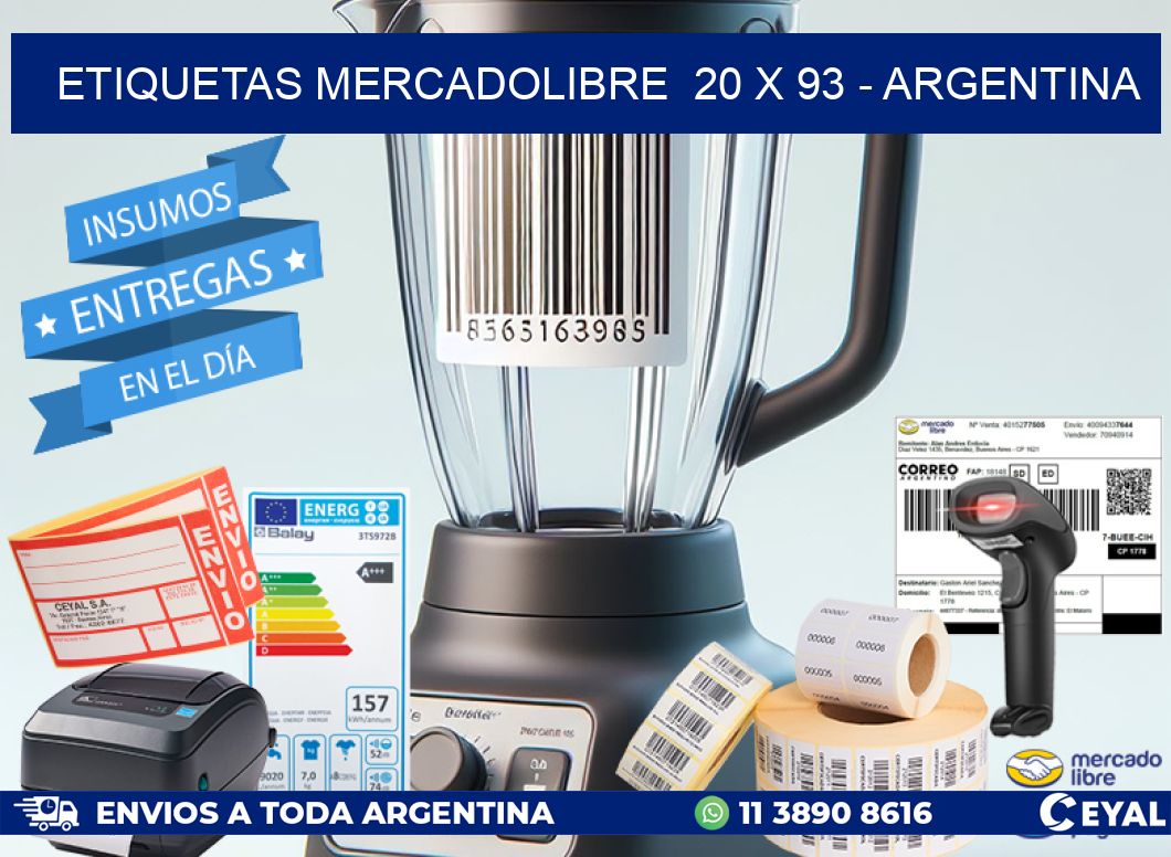 ETIQUETAS MERCADOLIBRE  20 x 93 - ARGENTINA