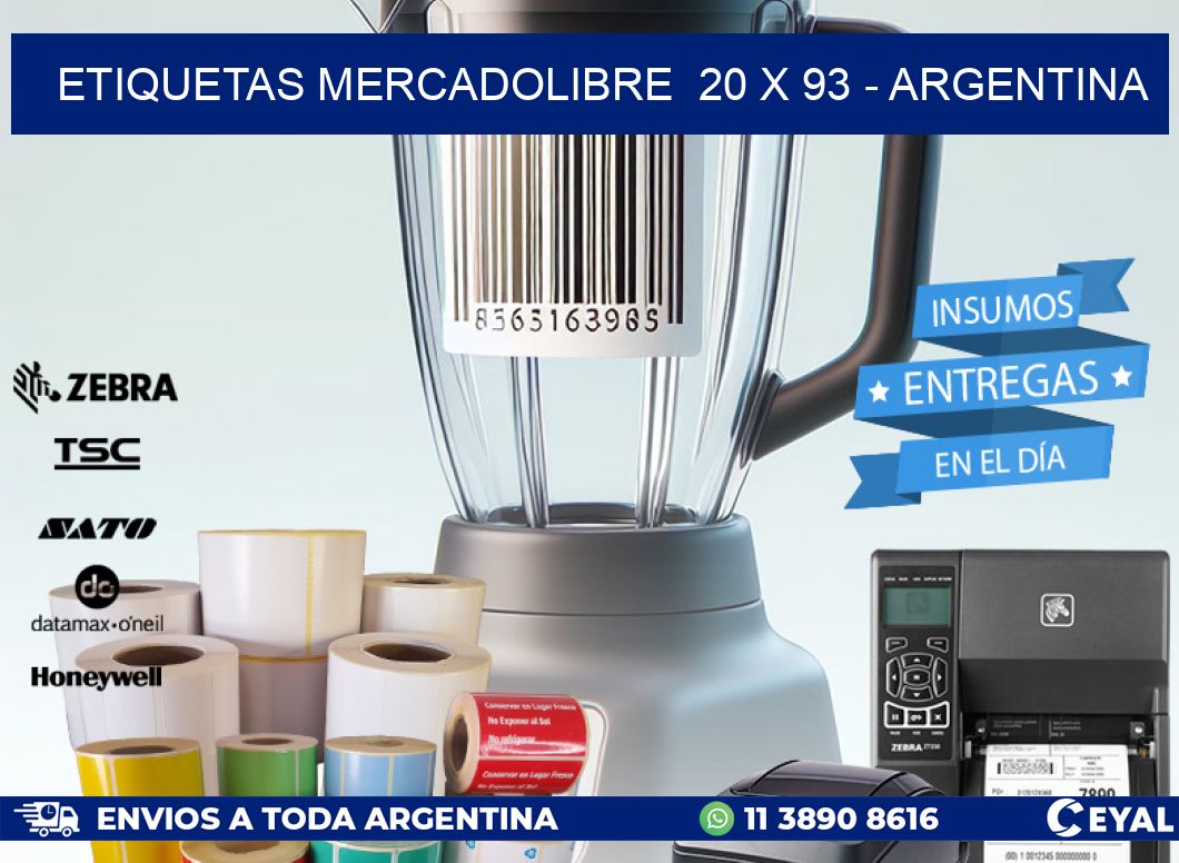 ETIQUETAS MERCADOLIBRE  20 x 93 - ARGENTINA