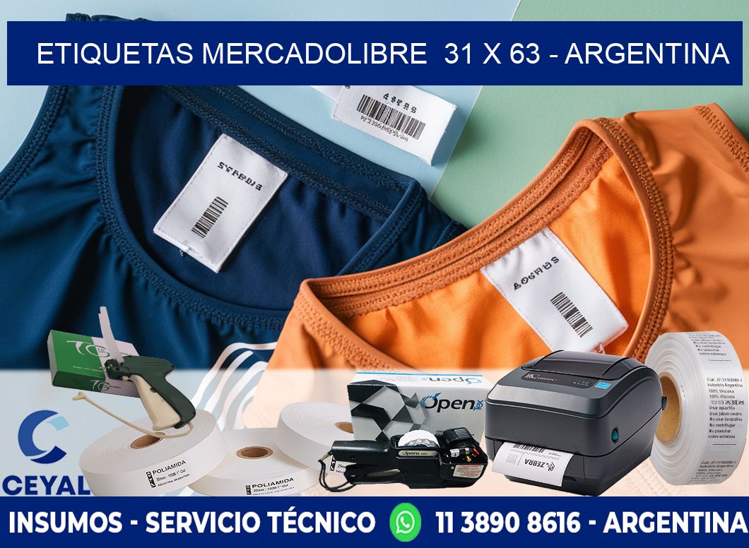 ETIQUETAS MERCADOLIBRE  31 x 63 - ARGENTINA