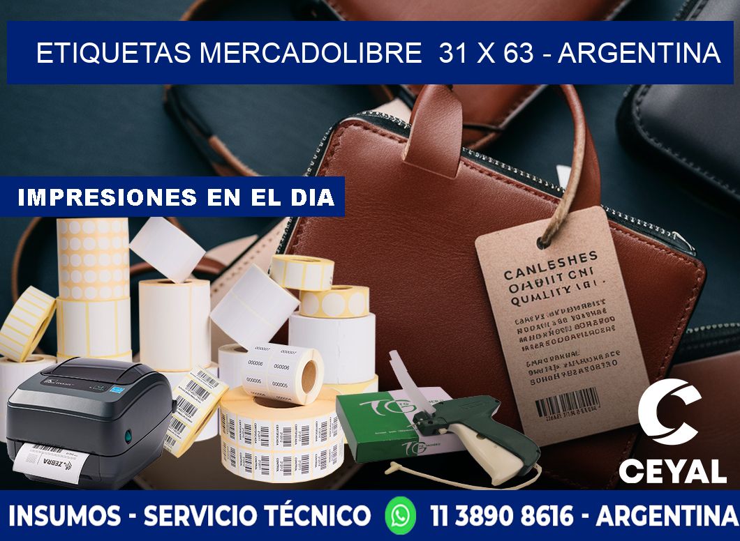 ETIQUETAS MERCADOLIBRE  31 x 63 - ARGENTINA