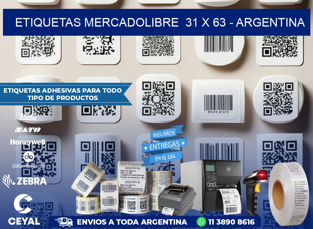 ETIQUETAS MERCADOLIBRE  31 x 63 – ARGENTINA