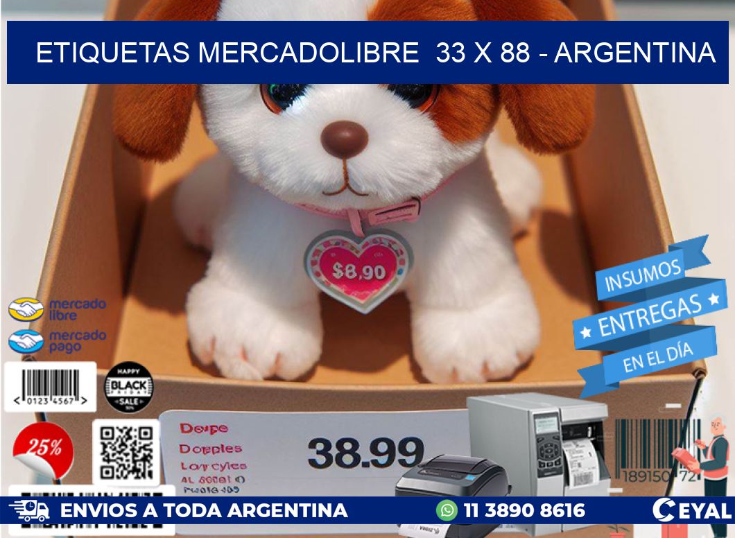 ETIQUETAS MERCADOLIBRE  33 x 88 - ARGENTINA