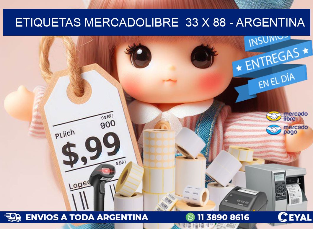 ETIQUETAS MERCADOLIBRE  33 x 88 - ARGENTINA