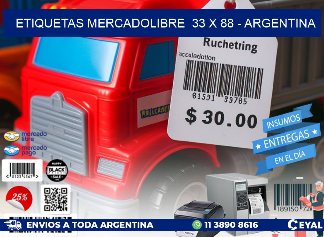 ETIQUETAS MERCADOLIBRE  33 x 88 - ARGENTINA