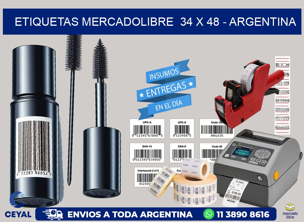 ETIQUETAS MERCADOLIBRE  34 x 48 - ARGENTINA