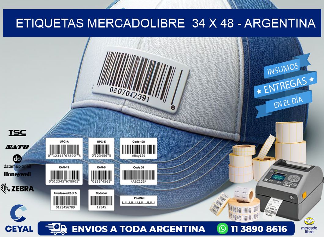 ETIQUETAS MERCADOLIBRE  34 x 48 - ARGENTINA