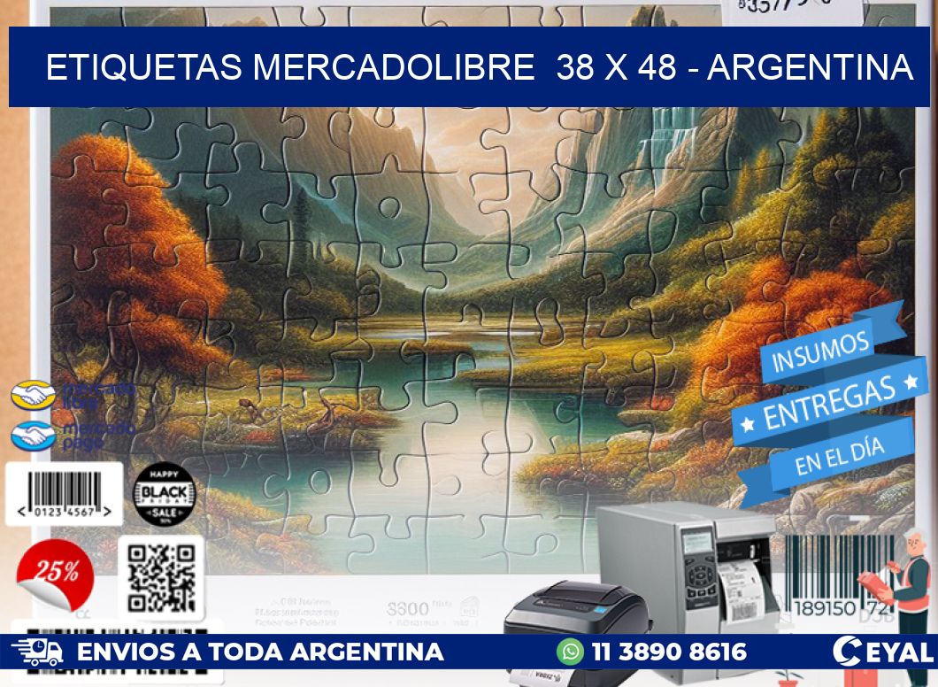 ETIQUETAS MERCADOLIBRE  38 x 48 - ARGENTINA