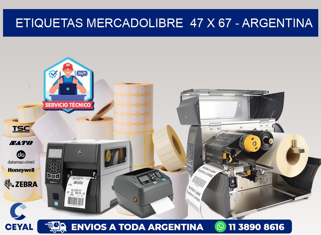 ETIQUETAS MERCADOLIBRE  47 x 67 - ARGENTINA