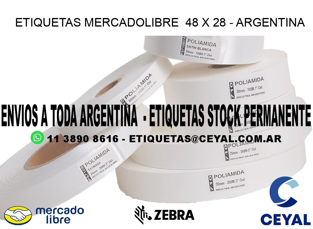 ETIQUETAS MERCADOLIBRE  48 x 28 - ARGENTINA