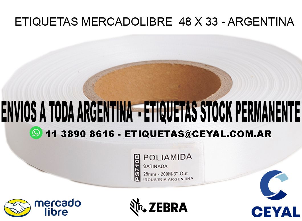 ETIQUETAS MERCADOLIBRE  48 x 33 - ARGENTINA