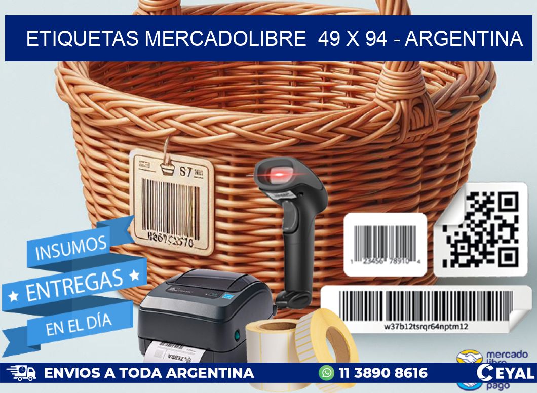 ETIQUETAS MERCADOLIBRE  49 x 94 - ARGENTINA