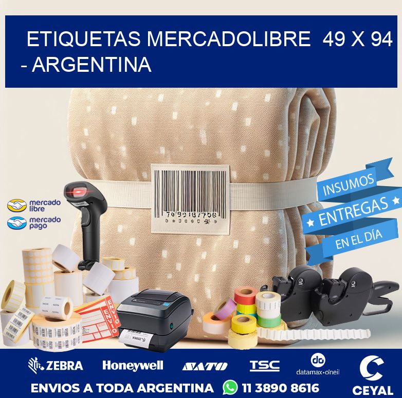 ETIQUETAS MERCADOLIBRE  49 x 94 - ARGENTINA