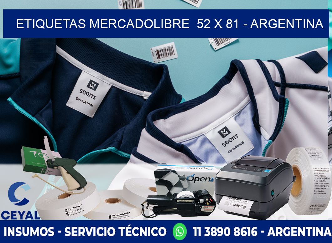 ETIQUETAS MERCADOLIBRE  52 x 81 - ARGENTINA