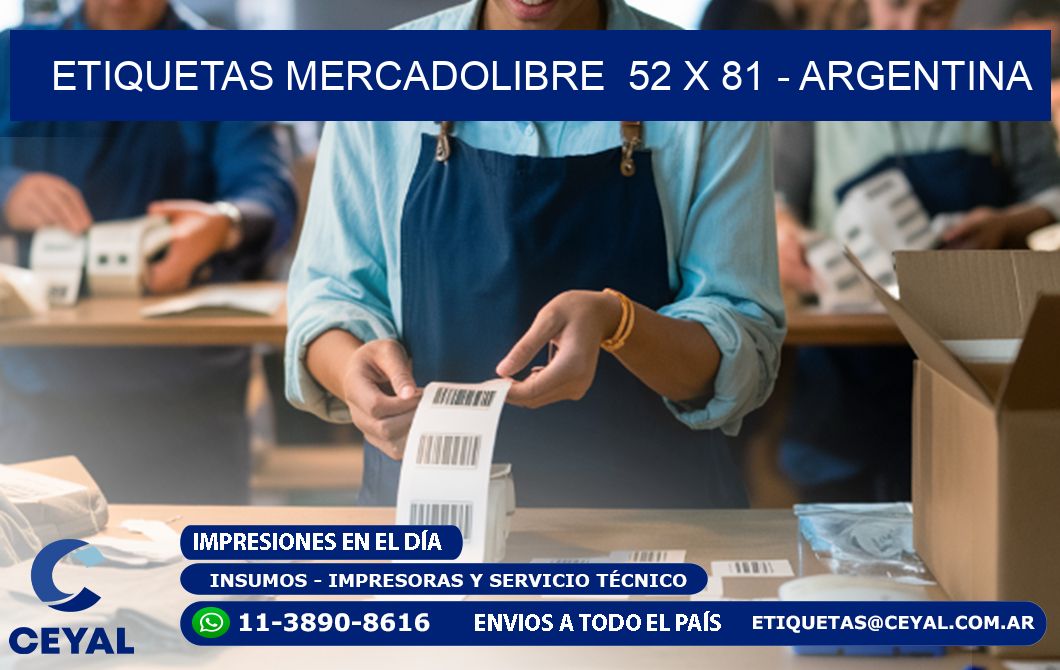 ETIQUETAS MERCADOLIBRE  52 x 81 - ARGENTINA