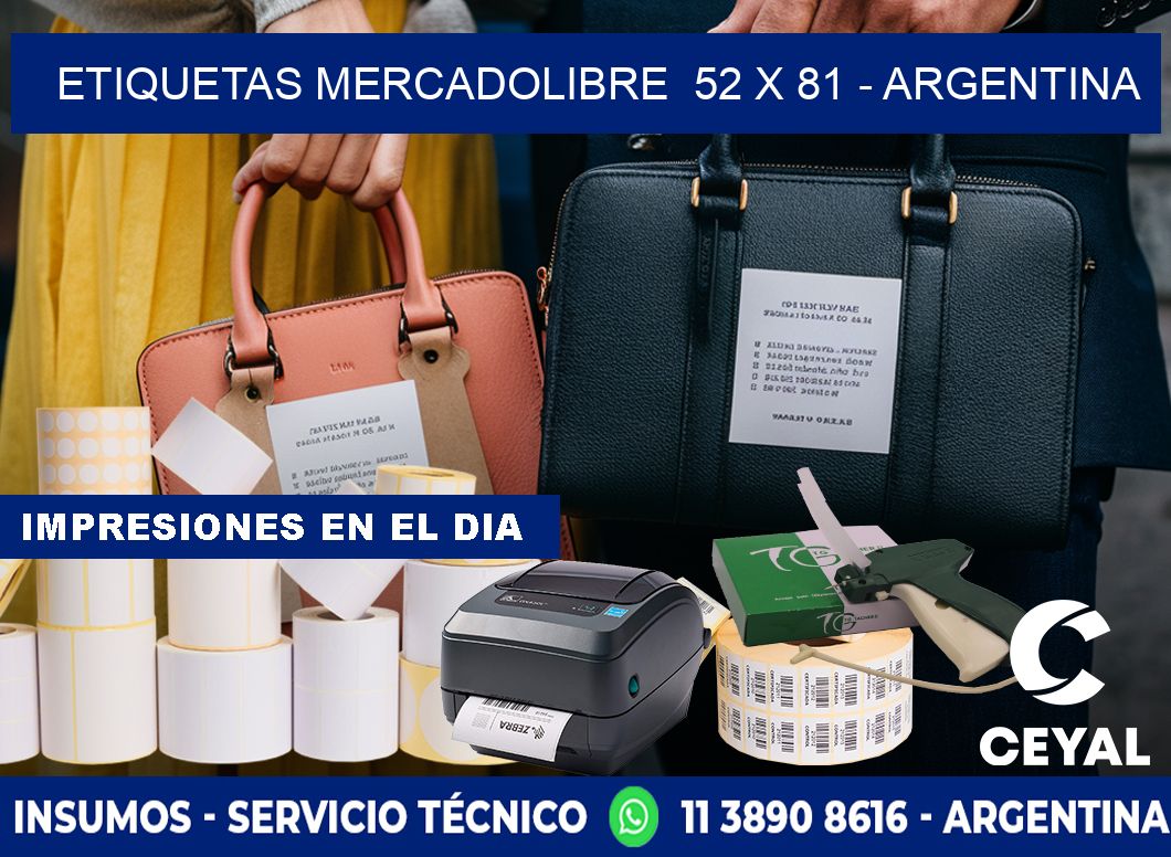 ETIQUETAS MERCADOLIBRE  52 x 81 - ARGENTINA