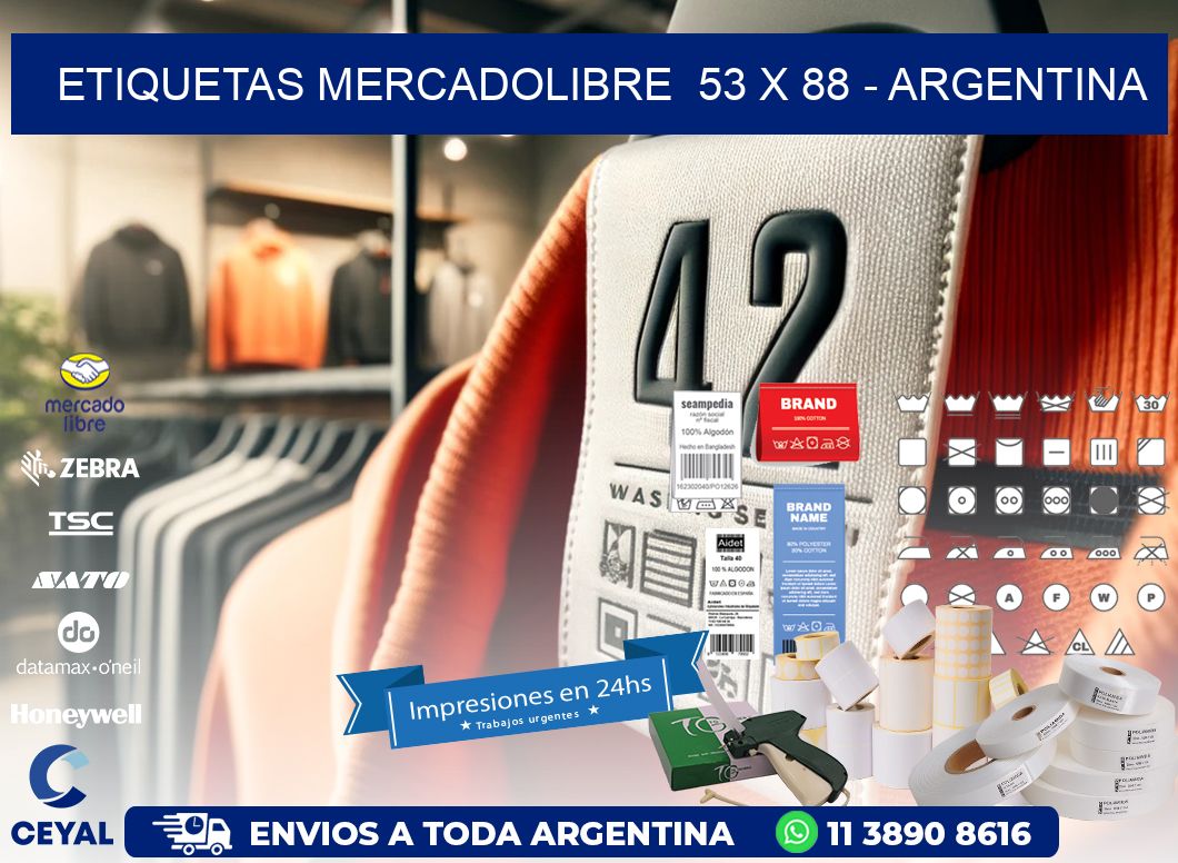 ETIQUETAS MERCADOLIBRE  53 x 88 - ARGENTINA