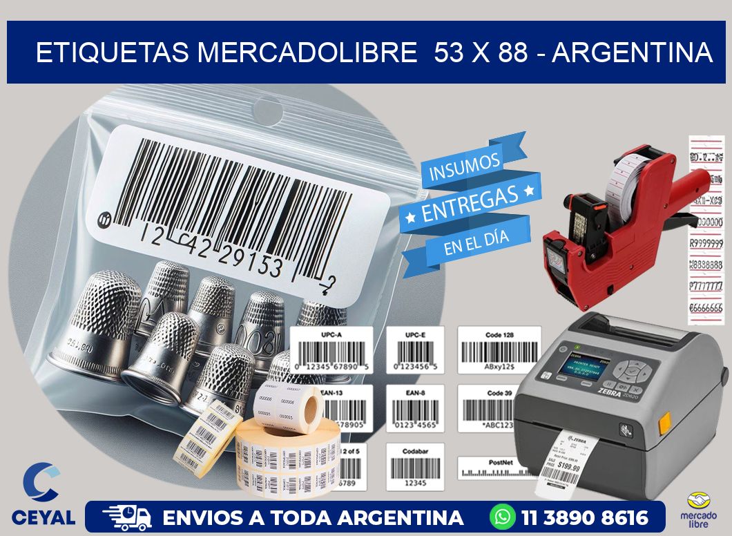 ETIQUETAS MERCADOLIBRE  53 x 88 - ARGENTINA