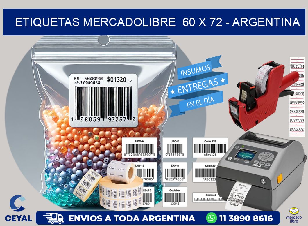 ETIQUETAS MERCADOLIBRE  60 x 72 - ARGENTINA