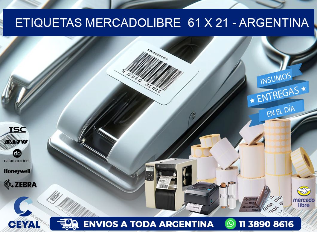 ETIQUETAS MERCADOLIBRE  61 x 21 - ARGENTINA