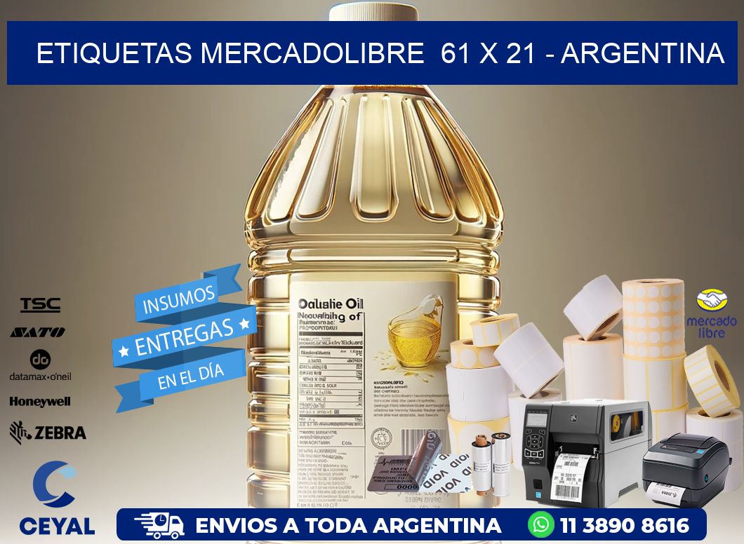 ETIQUETAS MERCADOLIBRE  61 x 21 - ARGENTINA