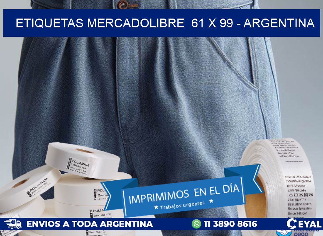 ETIQUETAS MERCADOLIBRE  61 x 99 - ARGENTINA