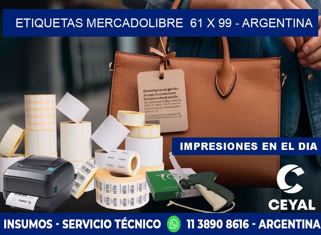 ETIQUETAS MERCADOLIBRE  61 x 99 - ARGENTINA