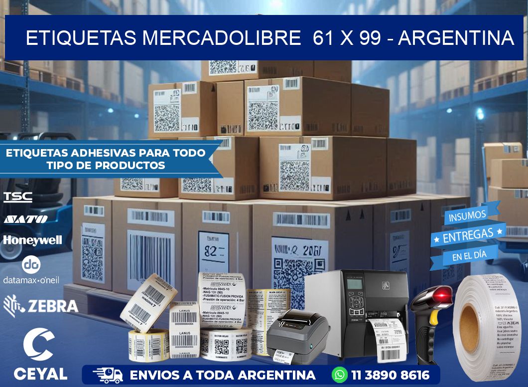 ETIQUETAS MERCADOLIBRE  61 x 99 - ARGENTINA