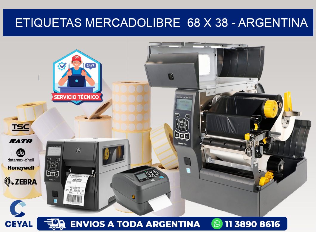 ETIQUETAS MERCADOLIBRE  68 x 38 - ARGENTINA