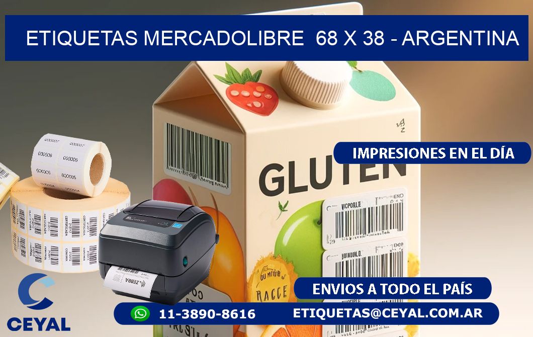 ETIQUETAS MERCADOLIBRE  68 x 38 - ARGENTINA