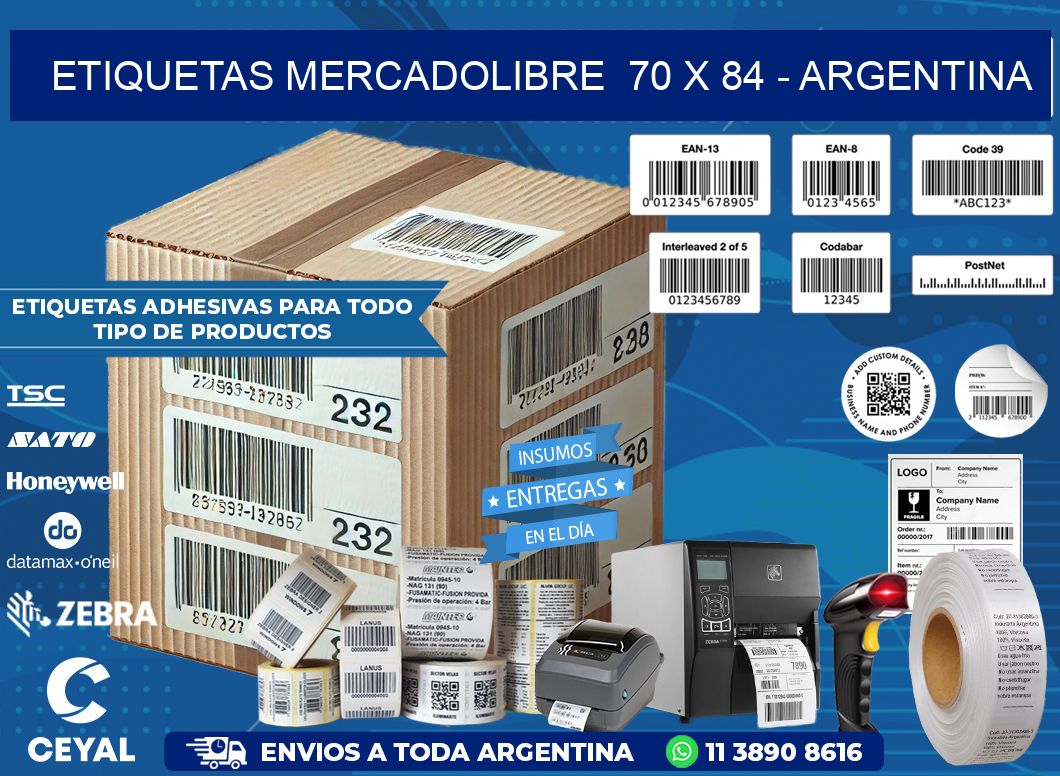 ETIQUETAS MERCADOLIBRE  70 x 84 – ARGENTINA