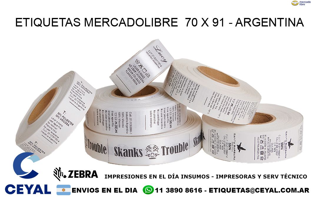 ETIQUETAS MERCADOLIBRE  70 x 91 - ARGENTINA