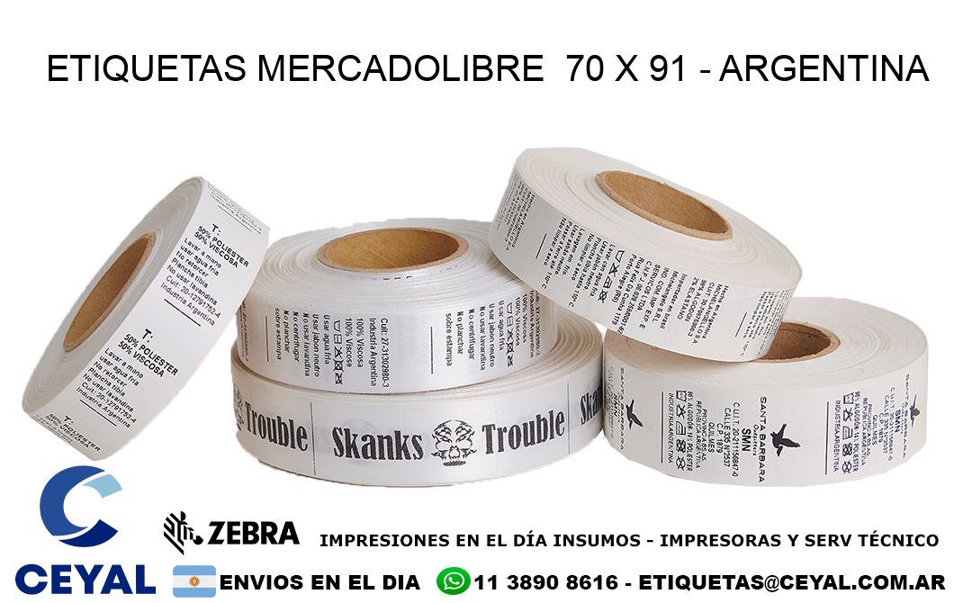 ETIQUETAS MERCADOLIBRE  70 x 91 - ARGENTINA