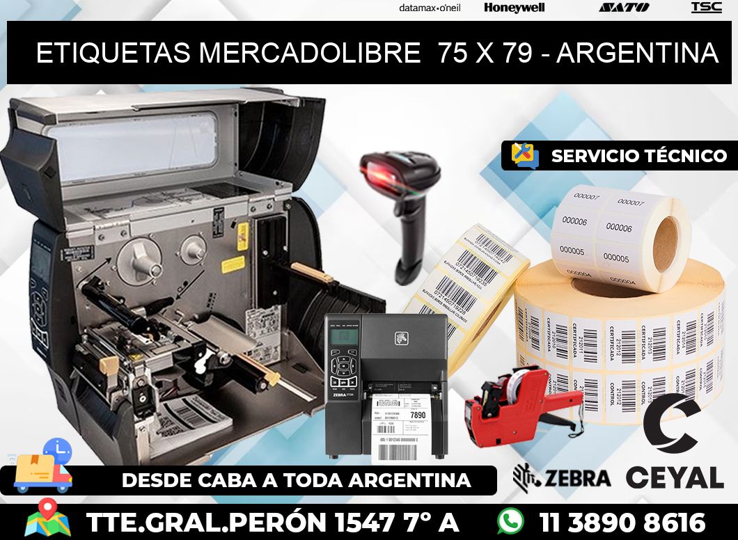 ETIQUETAS MERCADOLIBRE  75 x 79 - ARGENTINA