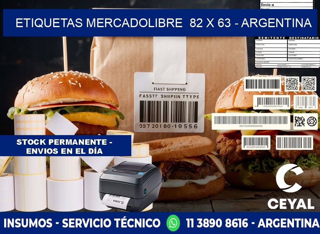 ETIQUETAS MERCADOLIBRE  82 x 63 - ARGENTINA