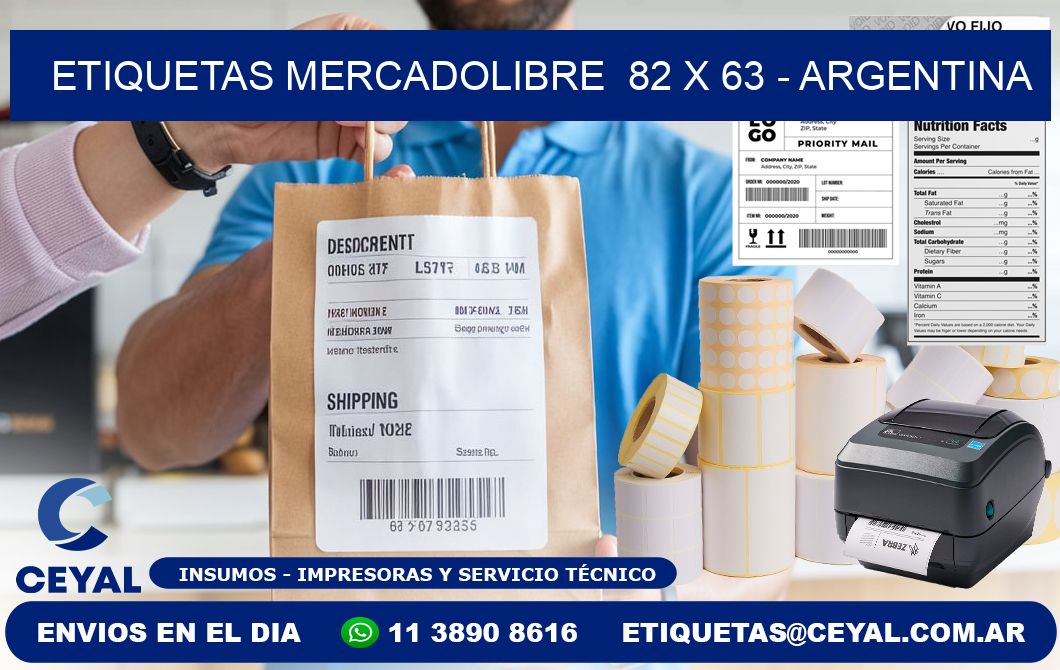 ETIQUETAS MERCADOLIBRE  82 x 63 - ARGENTINA