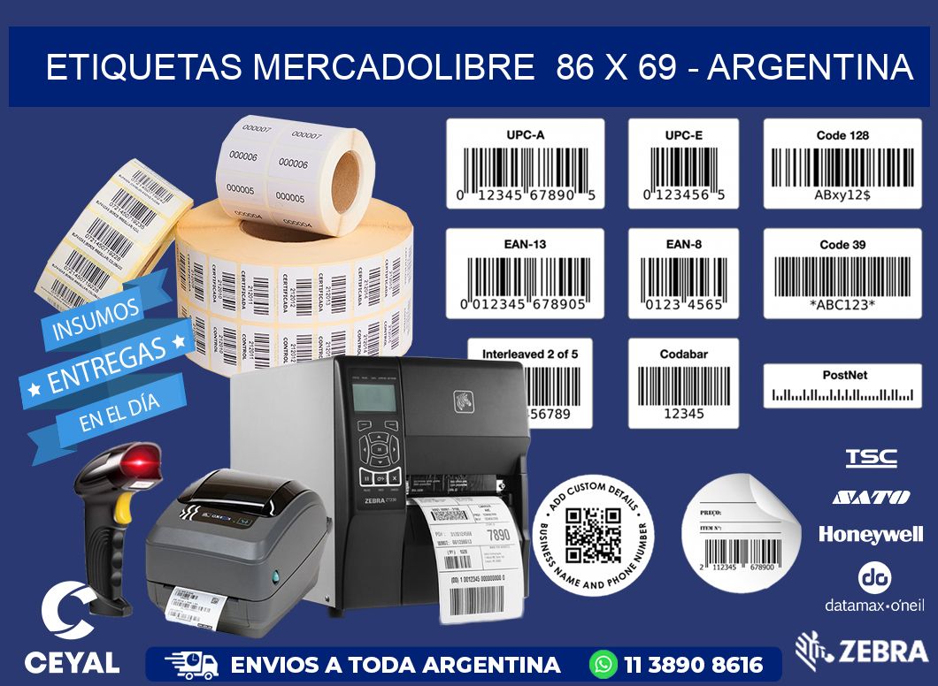 ETIQUETAS MERCADOLIBRE  86 x 69 - ARGENTINA