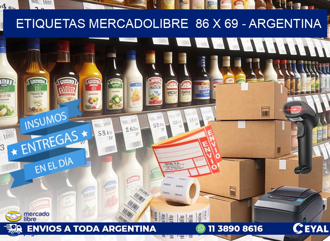 ETIQUETAS MERCADOLIBRE  86 x 69 - ARGENTINA