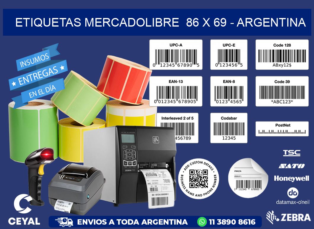 ETIQUETAS MERCADOLIBRE  86 x 69 - ARGENTINA