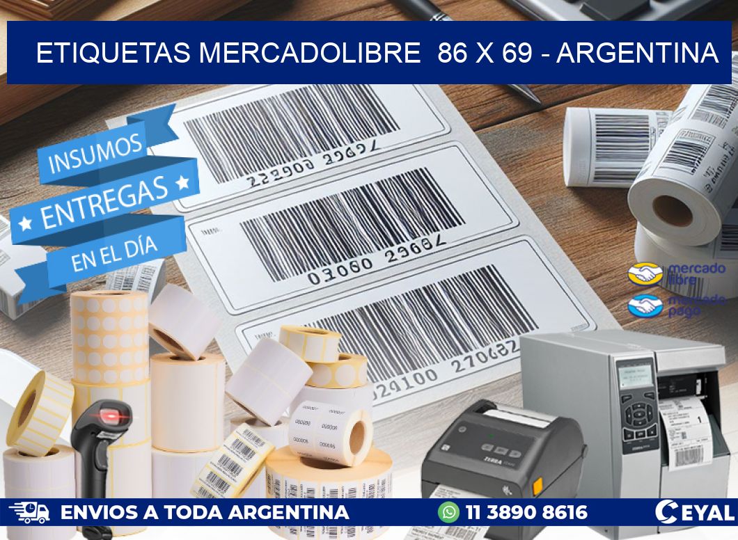 ETIQUETAS MERCADOLIBRE  86 x 69 - ARGENTINA