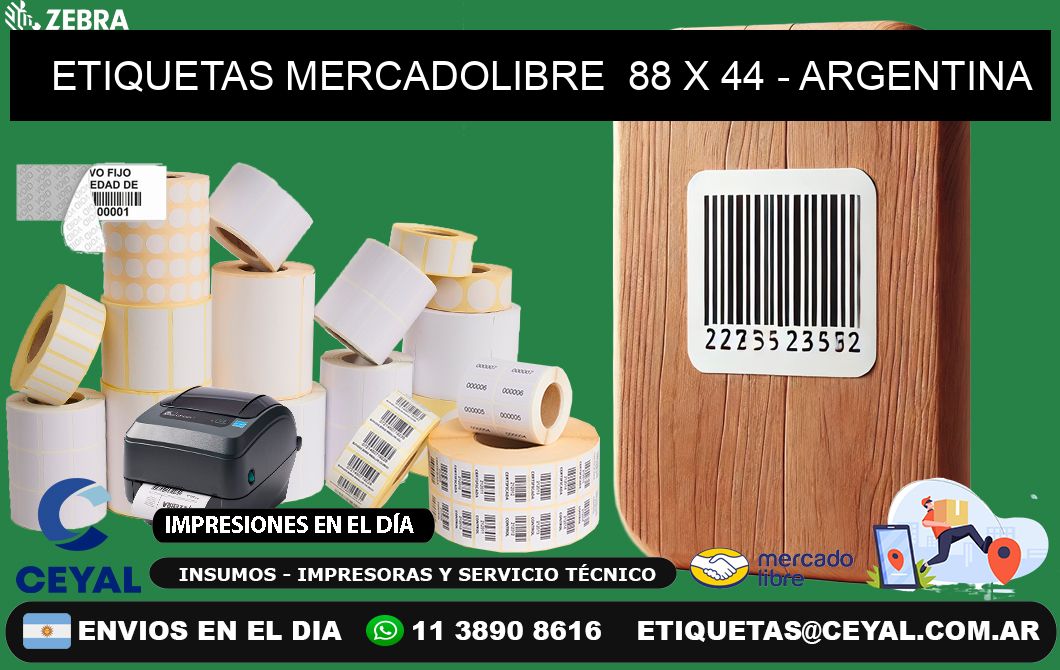 ETIQUETAS MERCADOLIBRE  88 x 44 - ARGENTINA