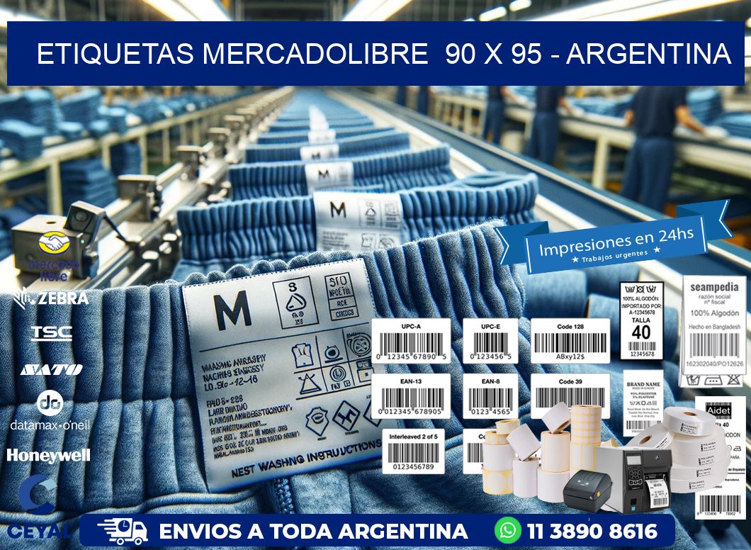 ETIQUETAS MERCADOLIBRE  90 x 95 - ARGENTINA