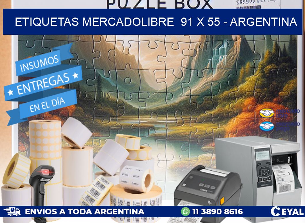 ETIQUETAS MERCADOLIBRE  91 x 55 - ARGENTINA